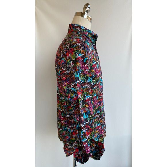Bertigo Graffiti Long Sleeve Stretch Shirt size L - Picture 9 of 14